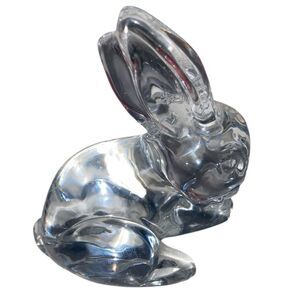 Waterford Crystal Bunny Rabbit Ears Up Cleaning Paws Paperweight Figurine